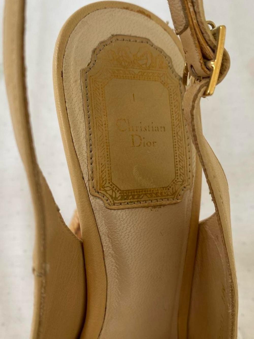 Dior Beige Peep-Toe Slingback Heels - Picture 7 of 8